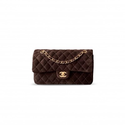 CHANEL SUEDE MEDIUM DOUBLE FLAP SHOULDER BAG 306486 (25*16*8cm)